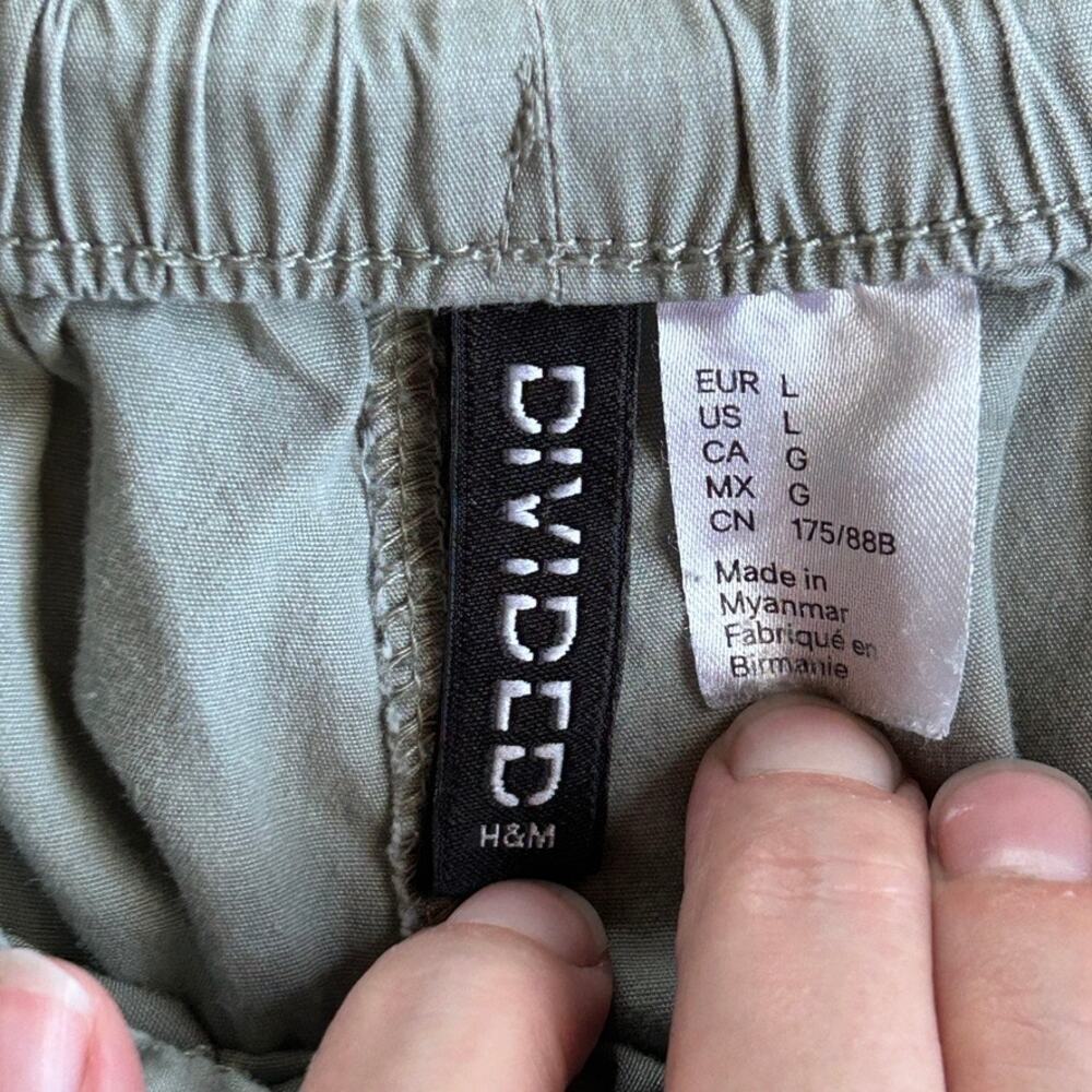 Parachute Utility Pants Wide Leg Gorpcore Cotton Pull On Sage Green Women L - Picture 3 of 8